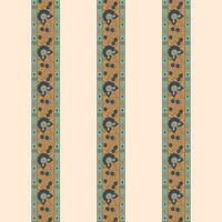 A colorful striped floral borders with blue and orange patterns vector