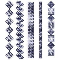 A set of four blue coloured geometric border patterns vector