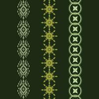 A set of three different border pattern designs on a green background vector