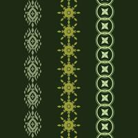 A set of three different border pattern designs on a green background vector