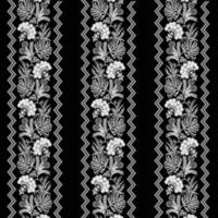 A black and white striped borders with flowers vector