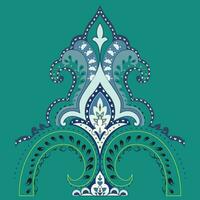 A blue and green ornamental design on a green background vector
