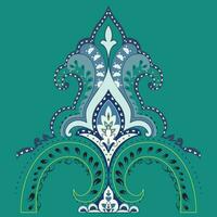 A blue and green ornamental design on a green background vector