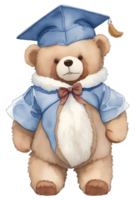 Cute teddy bear graduation watercolor isolated. AI Generative png