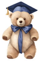 Cute teddy bear graduation watercolor isolated. AI Generative png