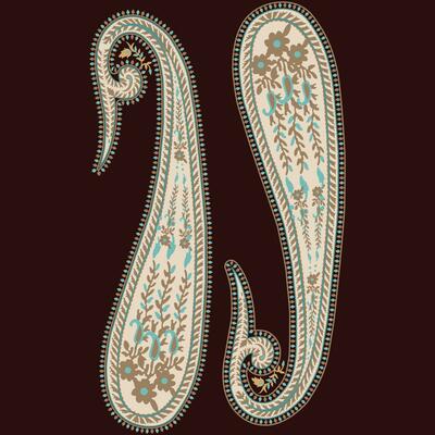A colorful pattern made up of intricate paisley design
