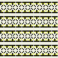 A black and white pattern with yellow squares, repeated seamless border vector