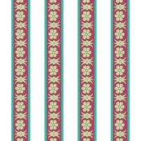 A pink and green striped seamless repeated borders with flowers vector