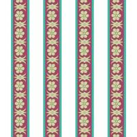 A pink and green striped seamless repeated borders with flowers vector