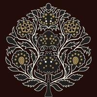 A tree with lots of leaves and flowers on it vector