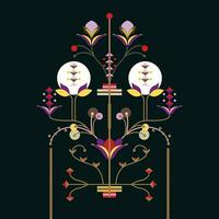 A black background with a floral design on it vector