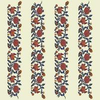 A colorful striped pattern border with floral and leaf motifs vector
