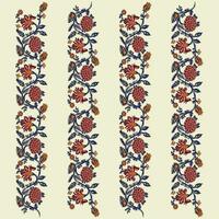 A colorful striped pattern border with floral and leaf motifs vector