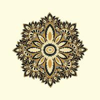 An intricate gold themed circular design on a neutral background vector