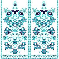 A blue and white floral design on a white background, pixel art vector