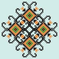 A cross stitch pattern with orange and black squares vector
