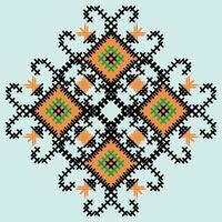 A cross stitch pattern with orange and black squares vector