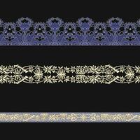 A set of three different colored laces on a black background vector