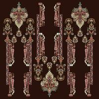 A luxurious and intricate wallpaper with rich brown and red designs vector