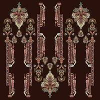 A luxurious and intricate wallpaper with rich brown and red designs vector