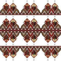 A cross stitch pattern with a red and brown design, repeated seamless border, pattern vector