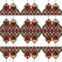 A cross stitch pattern with a red and brown design, repeated seamless border, pattern vector