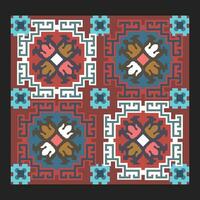 A red, blue, and brown square with a design of ludo on it vector