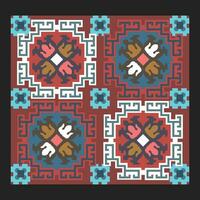 A red, blue, and brown square with a design of ludo on it vector