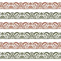 A set of ornamental designs in red and green vector