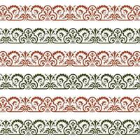 A set of ornamental designs in red and green vector