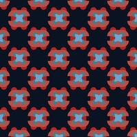 Illustration of a vibrant geometric pattern with blue and red colors on a black background vector