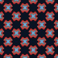 Illustration of a vibrant geometric pattern with blue and red colors on a black background vector