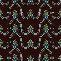 A vibrant red and blue pattern with elegant gold accents, repeated seamless border vector