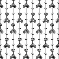 A black and white floral pattern on a white background, repeated seamless pattern vector