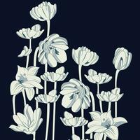 A stunning arrangement of white flowers against a dramatic dark backdrop vector