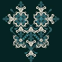 A cross stitch pattern with a blue and white design vector