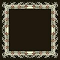 A square frame with a beautiful floral pattern on a contrasting black background vector