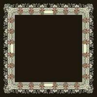 A square frame with a beautiful floral pattern on a contrasting black background vector