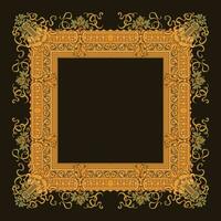 Illustration of an ornate gold frame against a black background vector