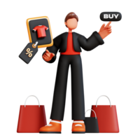 3D Male Character Illustration Black Friday png