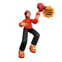 3D Female Character Illustration Black Friday png