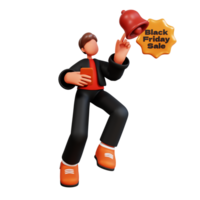 3d masculino personaje ilustración negro viernes png