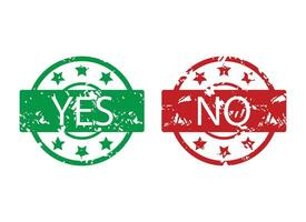 Yes and no stamp colored. Vector label choice symbol ruvver seal illustration