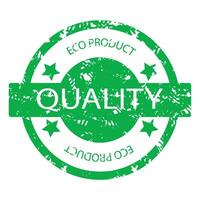 Quality eco product rubber stamp. Vector eco quality product, rubber stamp label illustration