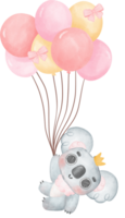 baby koala with balloons png
