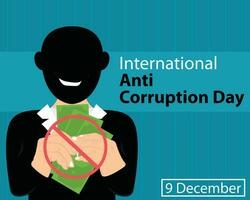 illustration vector graphic of a faint-looking person holding money with a smile, perfect for international day, international anti corruption day, celebrate, greeting card, etc.
