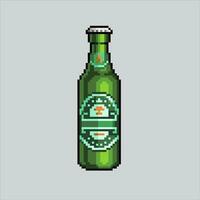 píxel Arte ilustración cerveza botella. pixelado cerveza. cerveza botella icono pixelado para el píxel Arte juego y icono para sitio web y vídeo juego. antiguo colegio retro vector