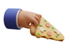 3D Render of Hand holding a slife of pizza png