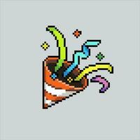 Pixel art illustration confetti. Pixelated party. party trumpet icon pixelated for the pixel art game and icon for website and video game. old school retro. vector