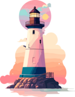 Colorful Lighthouse ai generative png